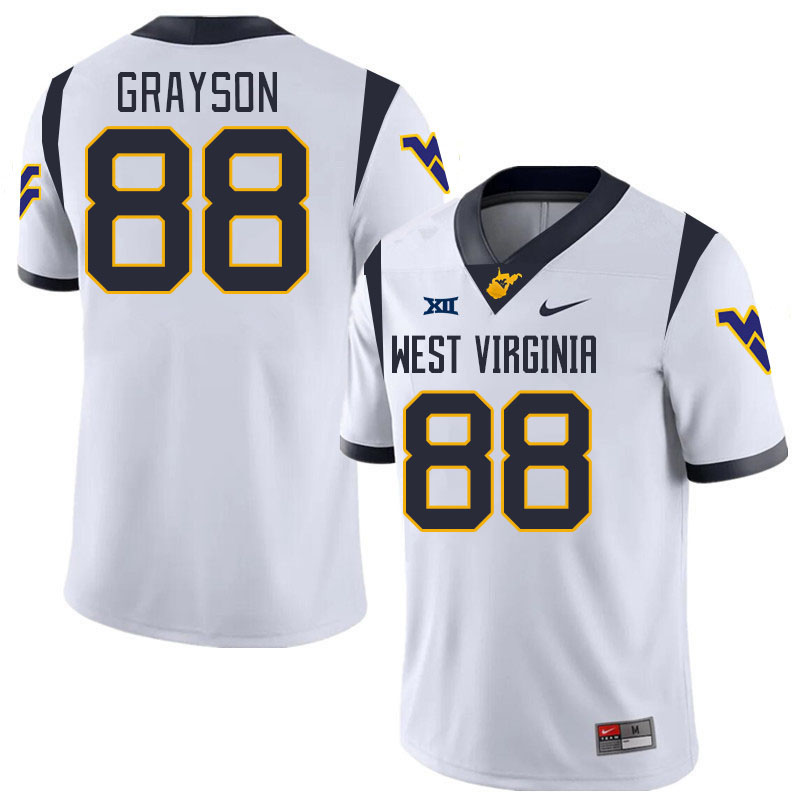 #88 Donovan Grayson West Virginia Mountaineers College 2024 New Uniforms Football Jerseys Stitched Sale-White